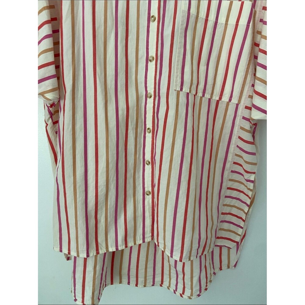 Pilcro Oversized Cream Button down Shirt with Stripes - Picture 6 of 12